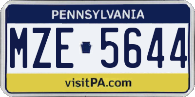 PA license plate MZE5644