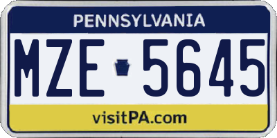 PA license plate MZE5645