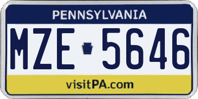 PA license plate MZE5646