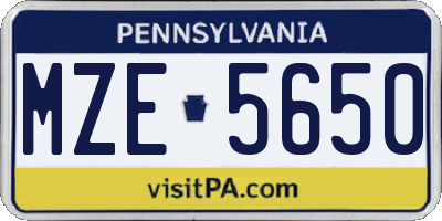 PA license plate MZE5650