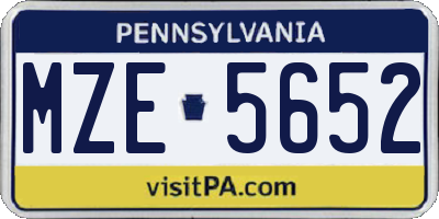PA license plate MZE5652