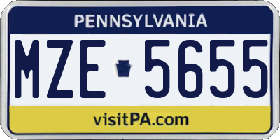 PA license plate MZE5655