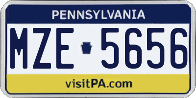PA license plate MZE5656