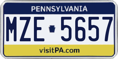 PA license plate MZE5657