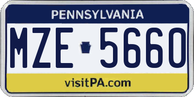 PA license plate MZE5660