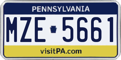 PA license plate MZE5661