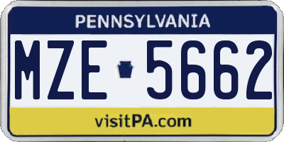 PA license plate MZE5662