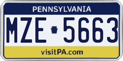 PA license plate MZE5663
