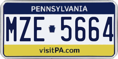 PA license plate MZE5664