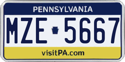 PA license plate MZE5667