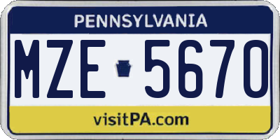 PA license plate MZE5670