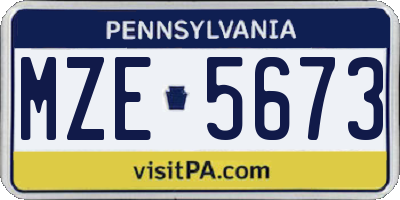 PA license plate MZE5673