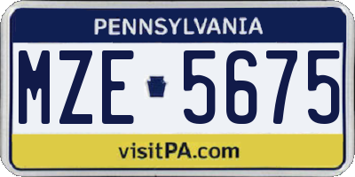 PA license plate MZE5675