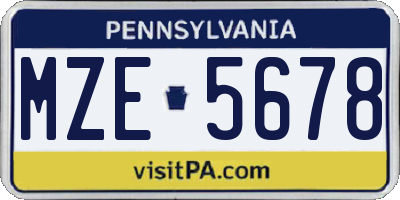 PA license plate MZE5678