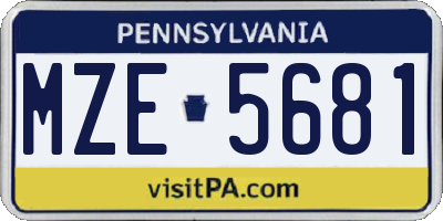 PA license plate MZE5681
