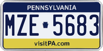 PA license plate MZE5683