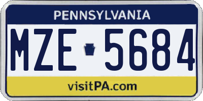 PA license plate MZE5684