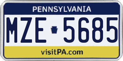 PA license plate MZE5685