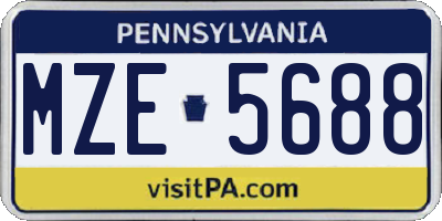 PA license plate MZE5688