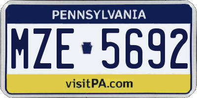 PA license plate MZE5692