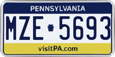 PA license plate MZE5693