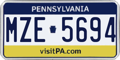 PA license plate MZE5694
