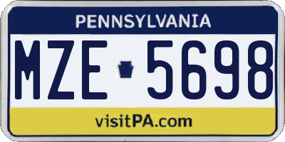 PA license plate MZE5698