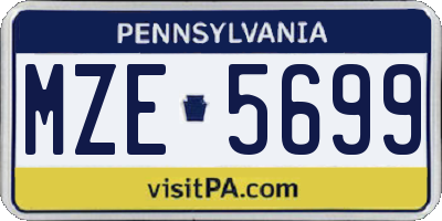 PA license plate MZE5699
