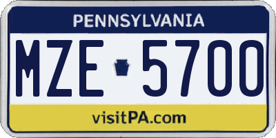 PA license plate MZE5700