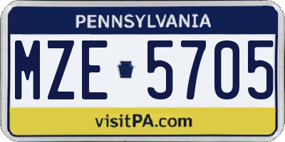 PA license plate MZE5705