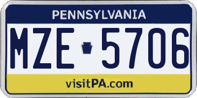 PA license plate MZE5706