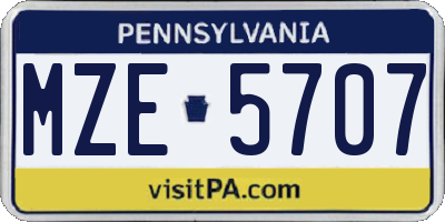 PA license plate MZE5707