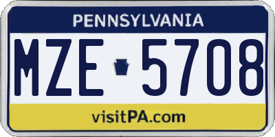 PA license plate MZE5708
