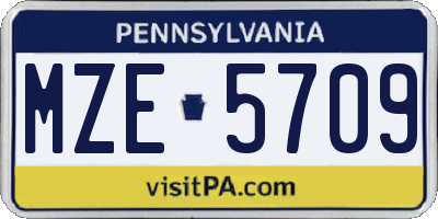 PA license plate MZE5709