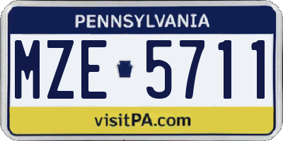 PA license plate MZE5711