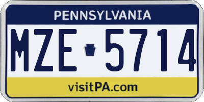 PA license plate MZE5714
