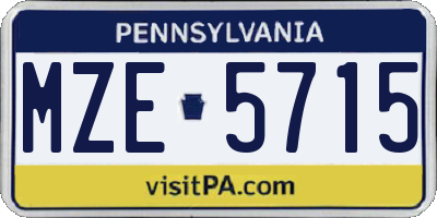 PA license plate MZE5715