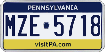 PA license plate MZE5718