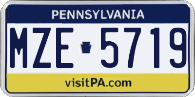 PA license plate MZE5719