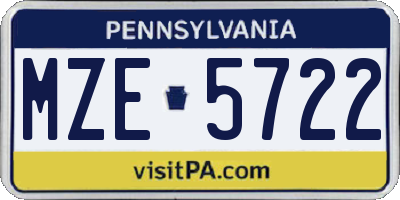 PA license plate MZE5722