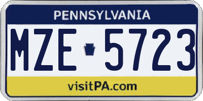 PA license plate MZE5723