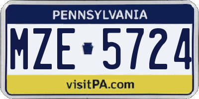 PA license plate MZE5724