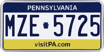 PA license plate MZE5725