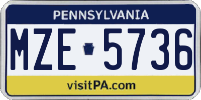 PA license plate MZE5736