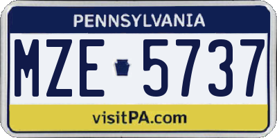 PA license plate MZE5737