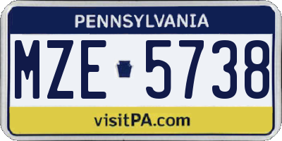 PA license plate MZE5738