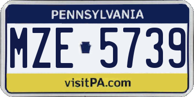 PA license plate MZE5739