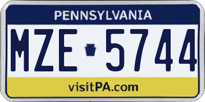 PA license plate MZE5744