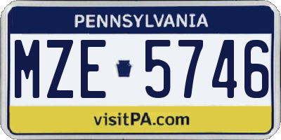 PA license plate MZE5746