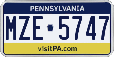 PA license plate MZE5747